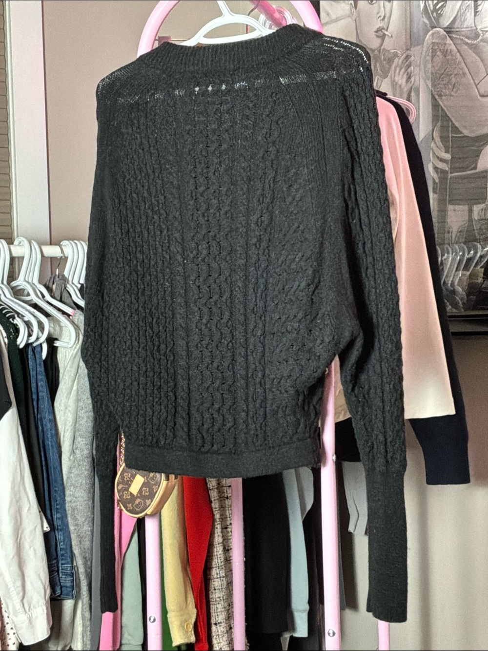 ALL SAINTS - DROP SHOULDER OPEN KNIT BLACK SWEATER - Picture 3 of 4